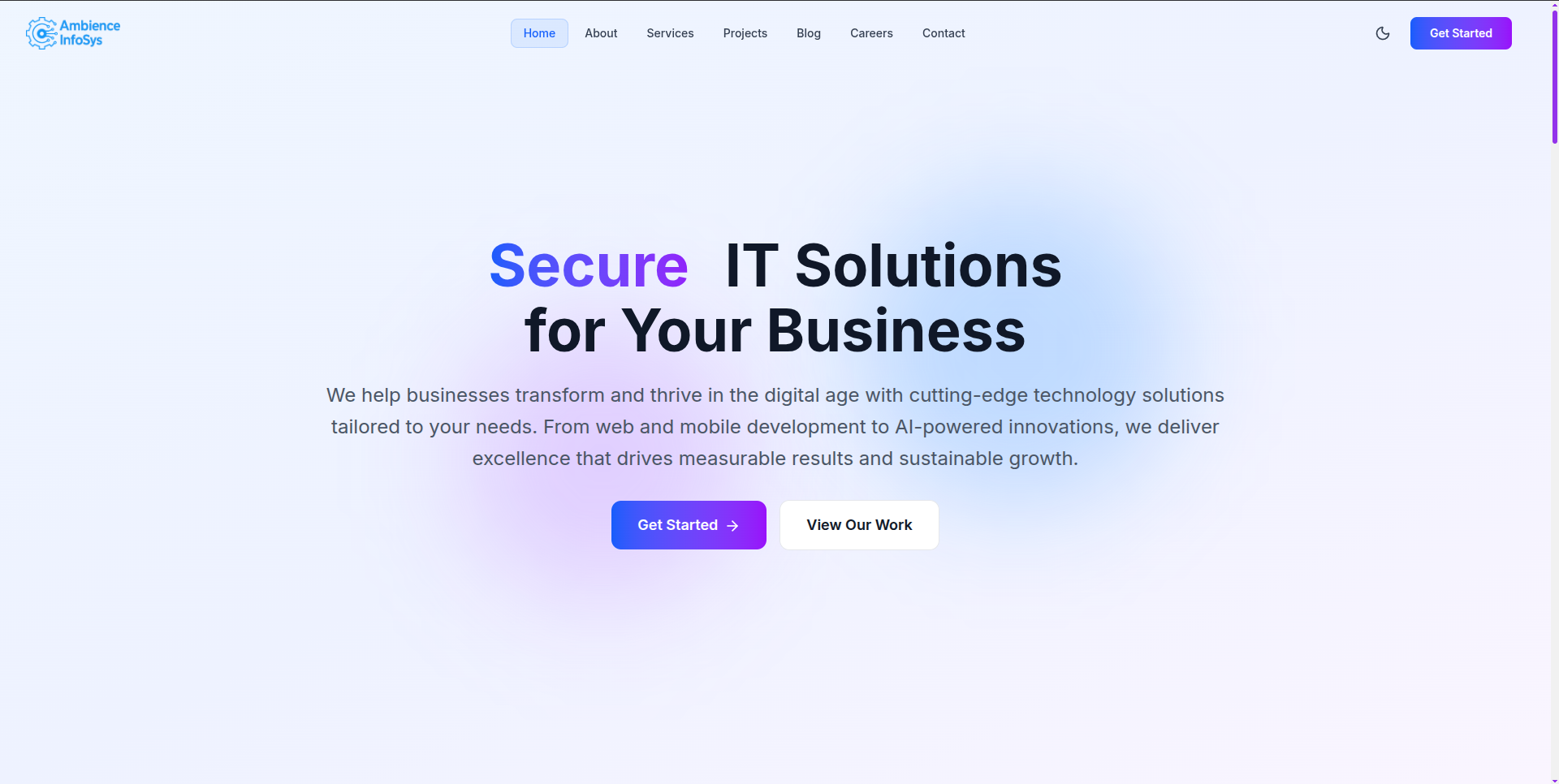 Ambience Infosys - Corporate Website screenshot